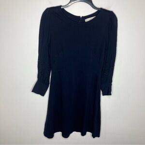 Loft Petites navy blue fit & flare dress‎ eyelet sleeves size 0P